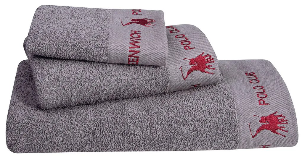 Πετσέτες Μπάνιου (Σετ 3τμχ) Greenwich Polo Club 2667 Grey 480gsm