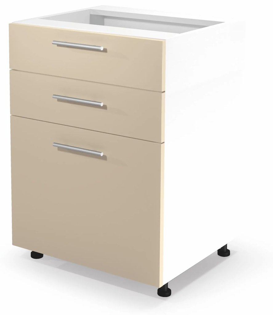 VENTO DS3-60/82 lower cabinet with drawers, color: white/beige DIOMMI V-UA-VENTO-D3S_H-60/82-BEŻOWY