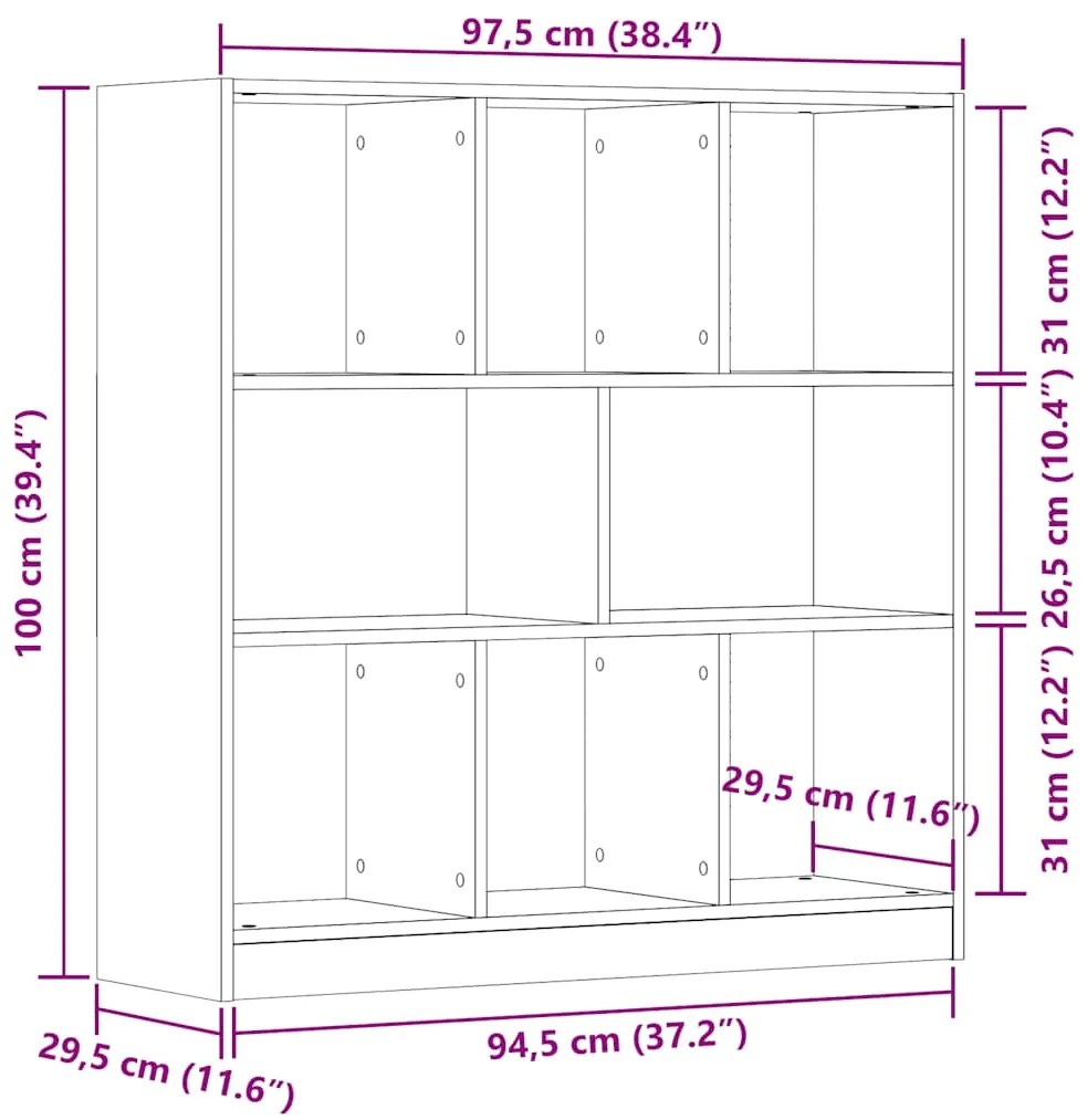 Ντουλάπι βιβλίων Artisan Oak 97,5x29,5x100 cm Ξύλο μηχανής - Καφέ