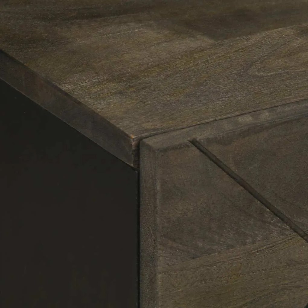 Κομοδίνα 2 τεμ. Μαύρα 40 x 33 x 46 εκ. από Μασίφ Ξύλο Μάνγκο - Μαύρο