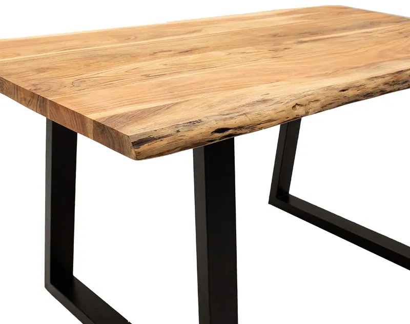 Τραπέζι Miles pakoworld μασίφ ξύλο 4εκ καρυδί-πόδι μαύρο 160x90x79εκ - Ξύλο -  113-000006