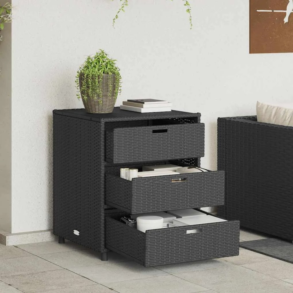 vidaXL Ντουλάπι Αποθήκευσης Κήπου Μαύρο 55x59x69 εκ. Συνθετικό Ρατάν