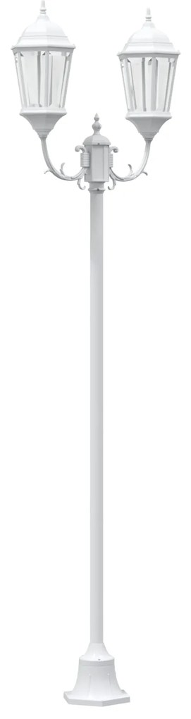 vidaXL Φωτιστικό Κήπου Πόλου 2-Lamp E27 Λευκό 220 εκ Αλουμίνιο