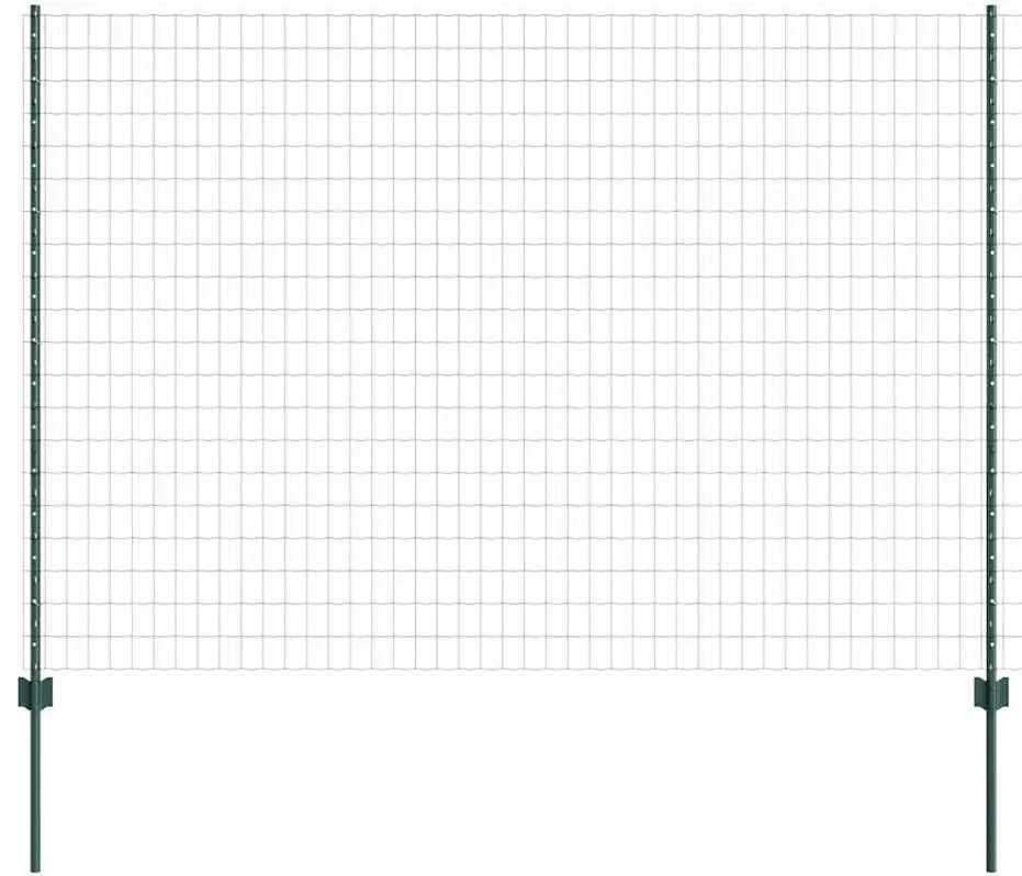 vidaXL Φράχτης με Στήλες. Πράσινο 1.5 x 10 m Ατσάλι
