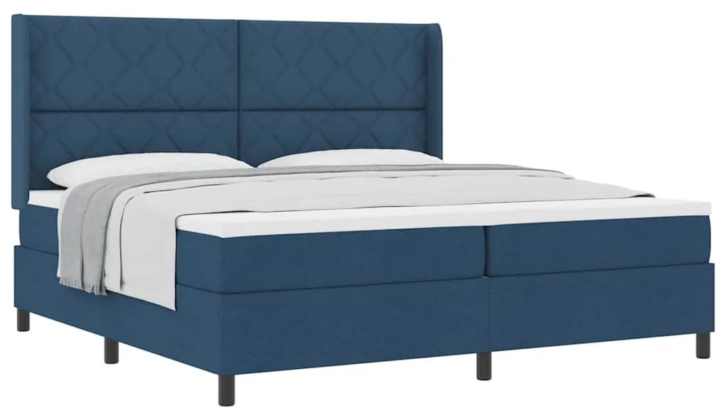 vidaXL Κρεβάτι με ελατήρια με στρώμα Μπλε 200 x 200 cm ύφασμα