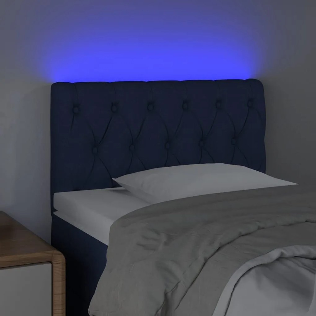 Κεφαλάρι Κρεβατιού LED Μπλε 80x7x78/88 εκ. Υφασμάτινο - Μπλε