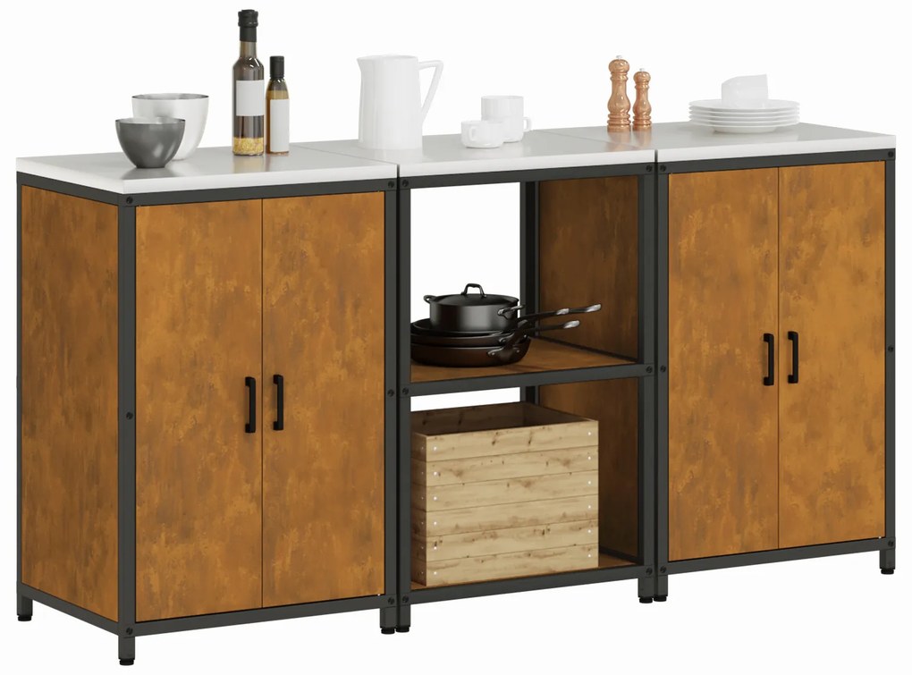 vidaXL Σετ Αποθήκευσης Κουζίνας 3 pcs Σκ rusty 180 x 50 x 92 εκ.