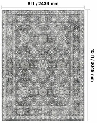 VEVOR Large Area Rug 8x10 ft Anti-Skid and Tear-Resistant Floor Mat Vintage Gray