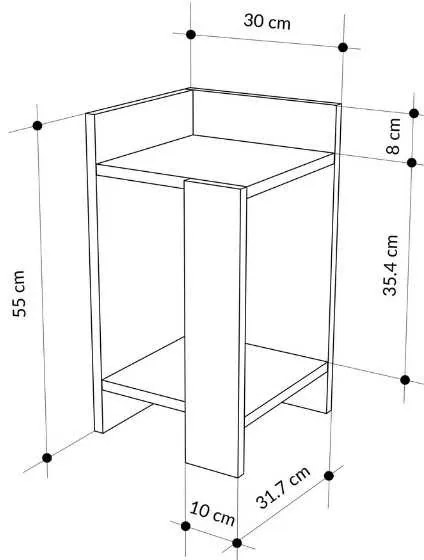 Κομοδίνο Elos Megapap χρώμα saphhire oak - silky black 30x31,7x55εκ.