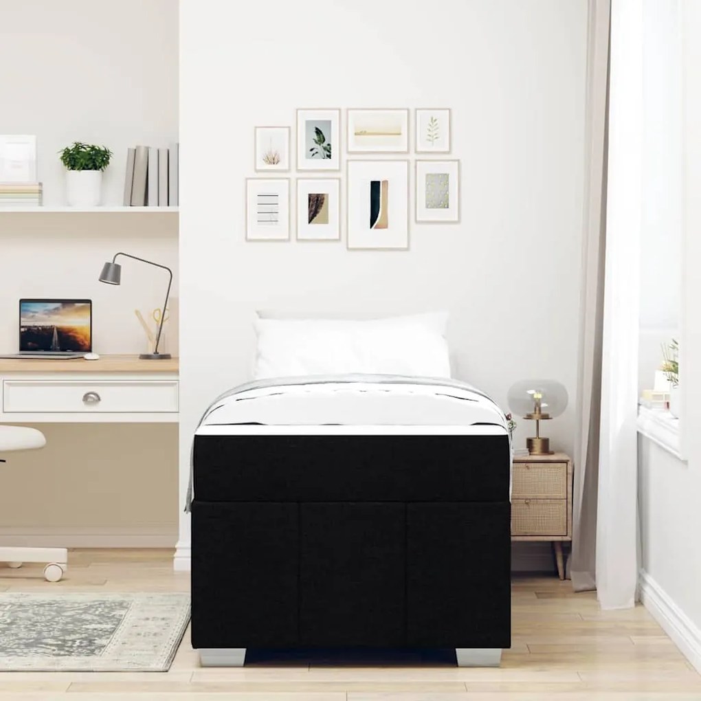 vidaXL Σκελετός Κρεβατιού Μαύρο 90 x 190 cm ύφασμα