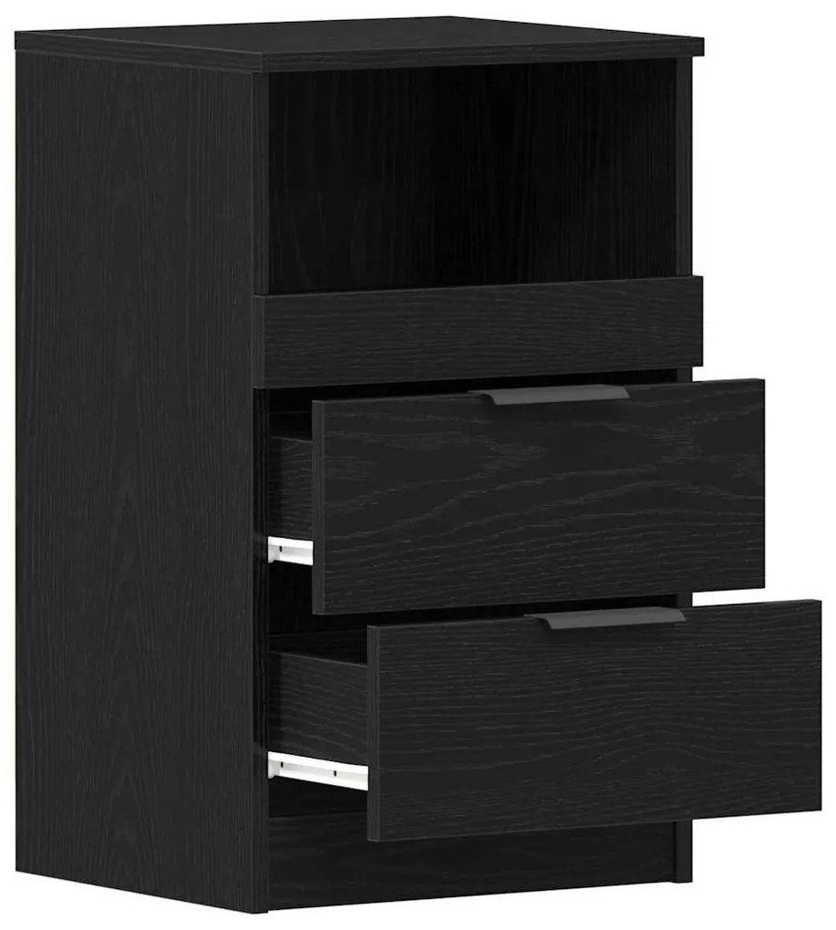 vidaXL Κομοδίνο 2 pcs Μαύρη δρυς 40 x 35 x 65 εκ. Επεξεργασμένο ξύλο