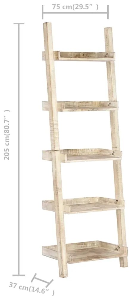 vidaXL Σκάλα Ραφιέρα Λευκή 75 x 37 x 205 εκ. από Μασίφ Ξύλο Μάνγκο