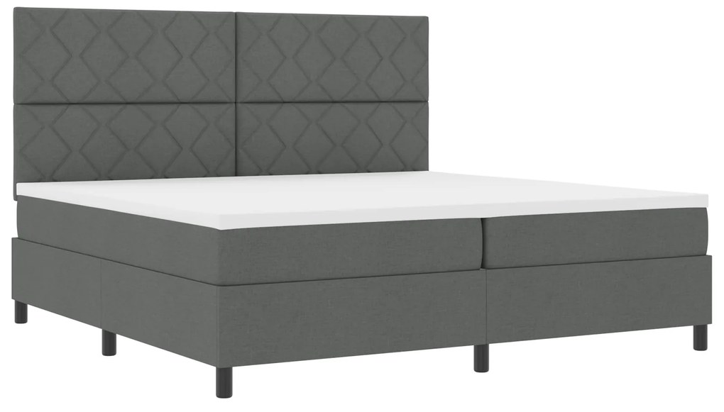 vidaXL Κρεβάτι Box Spring με Στρώμα Σκούρο Γκρι 200x200 εκ Ύφασμα
