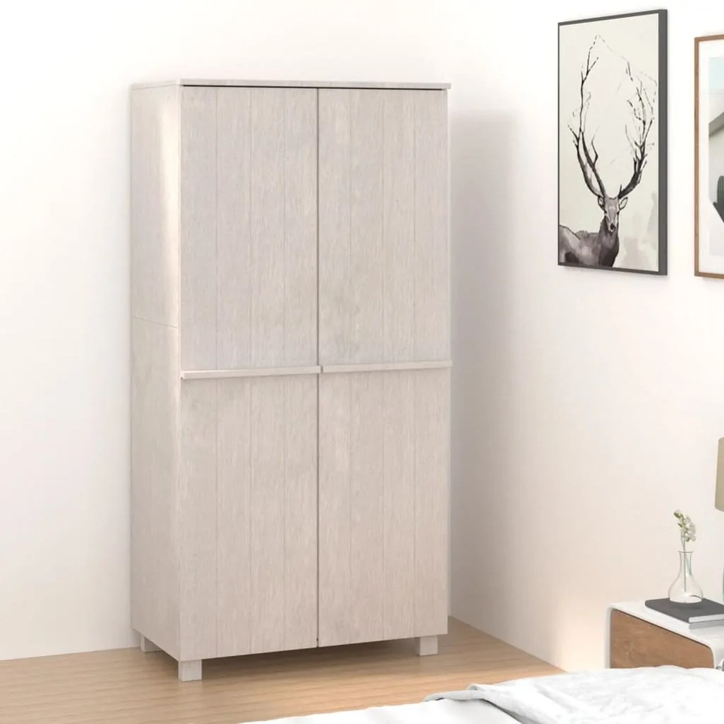 vidaXL Ντουλάπα HAMAR Λευκό 89 x 50 x 180 εκ. από Μασίφ Ξύλο Πεύκου