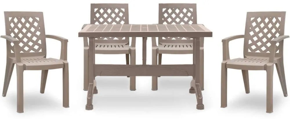 Τραπεζαρία Callan (Σετ 5Τμχ) 0226722 120x70cm Cappuccino Four Seater