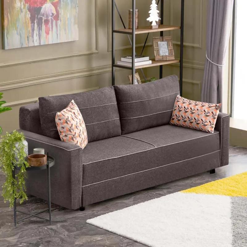 Καναπές - κρεβάτι Ece Megapap τριθέσιος υφασμάτινος χρώμα καφέ 215x90x88εκ. - Ύφασμα - PRGP043-0066,2