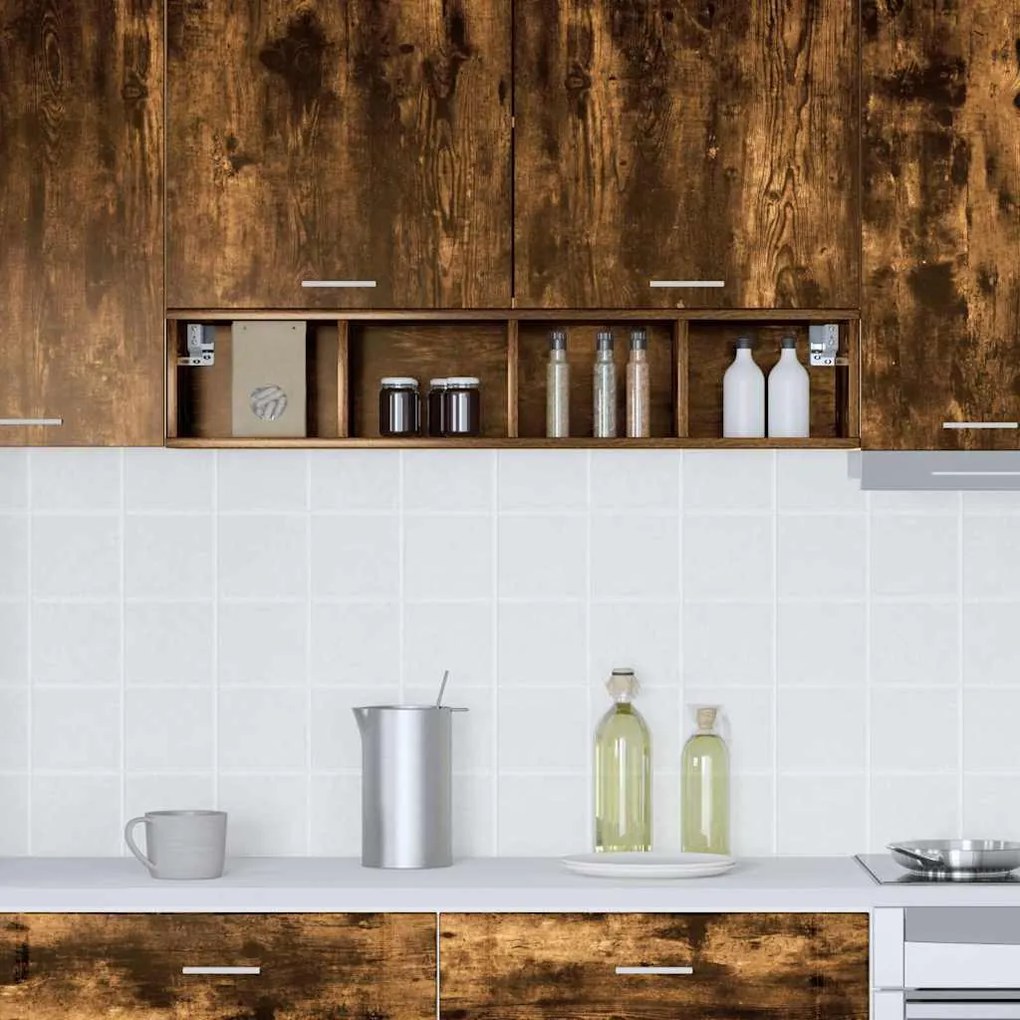 vidaXL Κρεμαστό ντουλάπι Καπνιστό Δρύς 20 x 29,5 x 100 εκ.