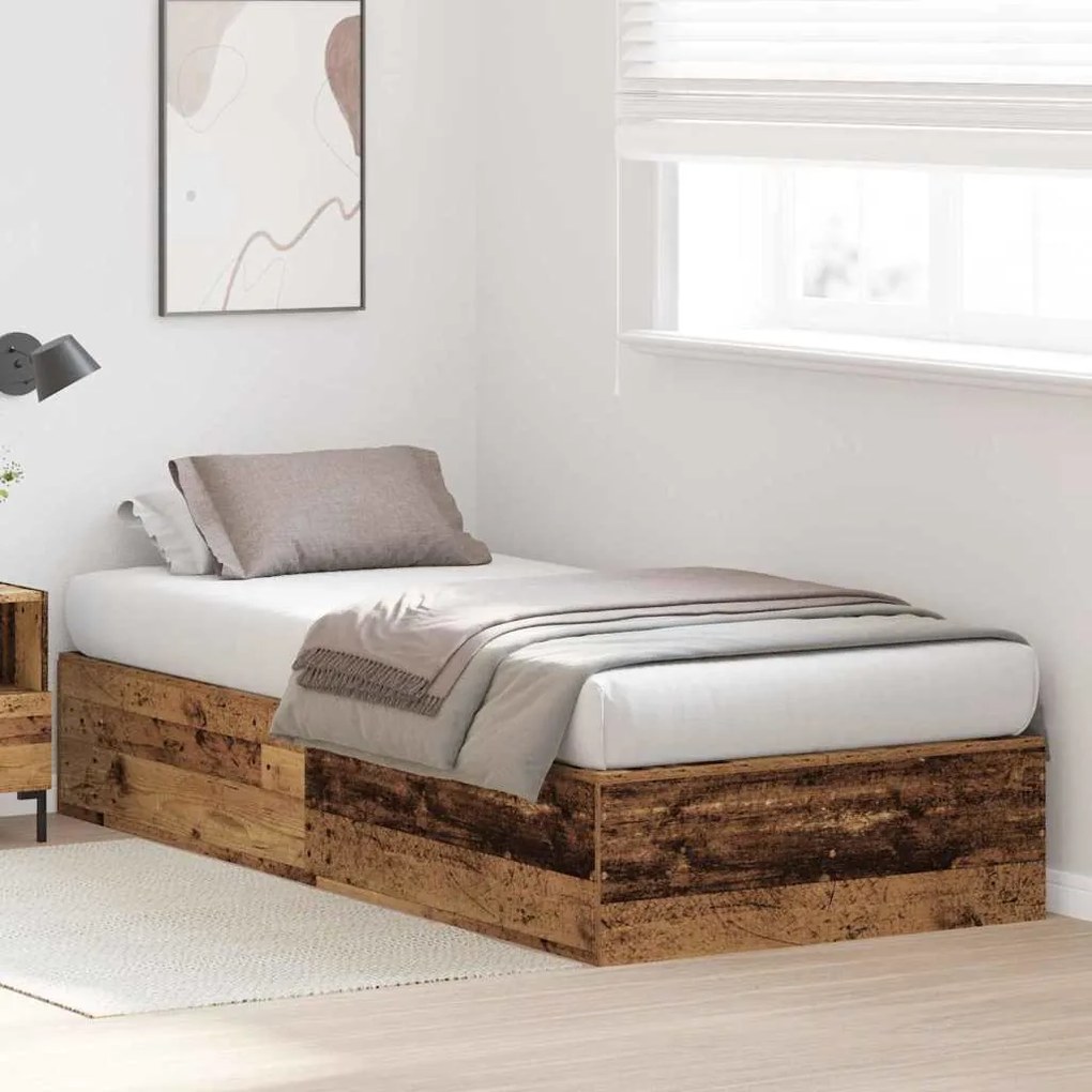 vidaXL Σκελετός Κρεβατιού Παλαιό ξύλο 190 x 75 x 31.5 εκ.