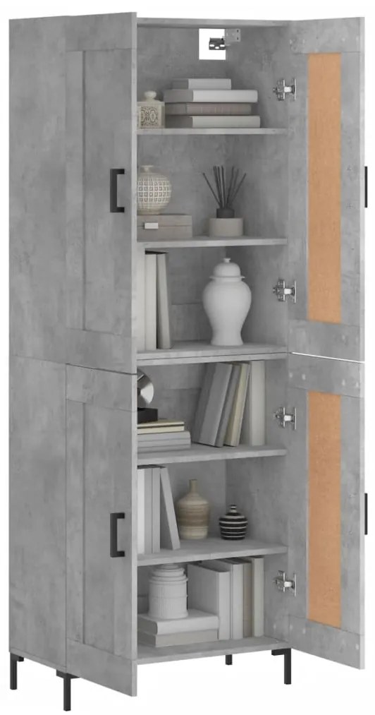 vidaXL Ντουλάπι Γκρι Σκυροδέματος 69,5x34x180 εκ. Επεξεργασμένο Ξύλο