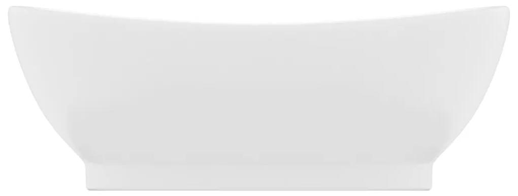 vidaXL Νιπτήρας με Υπερχείλιση Οβάλ Λευκό Ματ 58,5x39 εκ. Κεραμικός