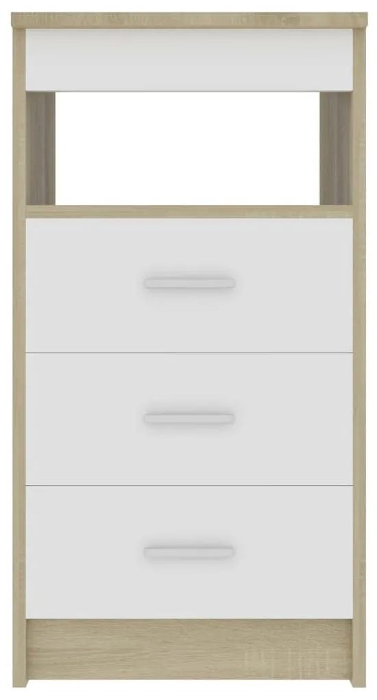 Συρταριέρα Λευκό/Sonoma Δρυς 40x50x76 εκ. Επεξεργασμένο Ξύλο - Λευκό