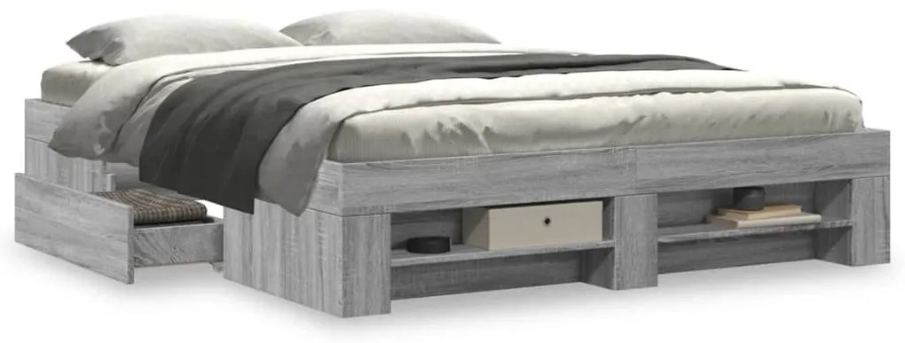 vidaXL Πλαίσιο Κρεβατιού Γκρι Sonoma 150x200 εκ. Επεξεργασμένο Ξύλο