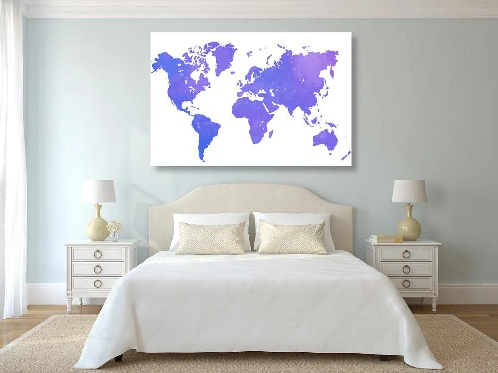 Εικόνα στον παγκόσμιο χάρτη φελλού σε μωβ απόχρωση - 120x80  wooden