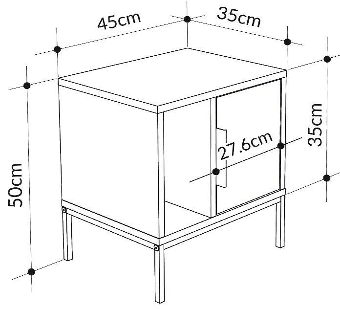 Κομοδίνο Glynn Megapap χρώμα saphhire oak 45x35x50εκ.