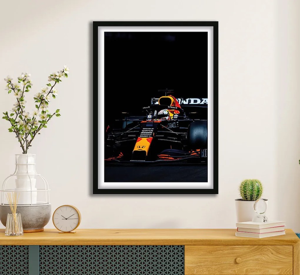 Πόστερ &amp; Κάδρο Max Verstappen F004 30x40cm Μαύρο Ξύλινο Κάδρο (με πόστερ)