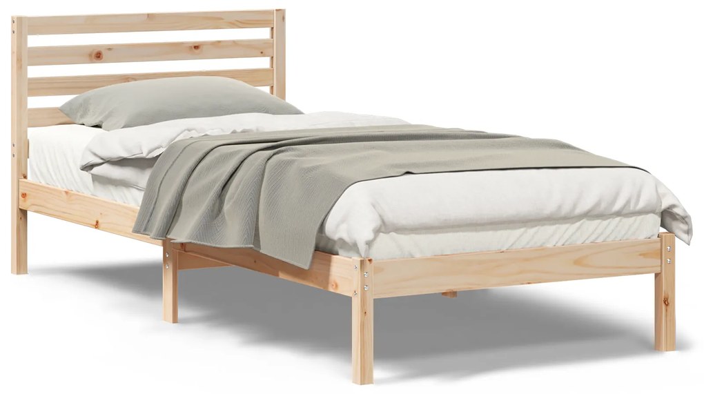 vidaXL Σκελετός Κρεβατιού Καφέ 80 x 210 cm Μασίφ ξύλο πεύκου