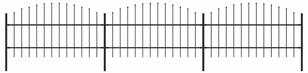 vidaXL Φράχτης Κήπου με Κορυφή Δόρυ Μαύρος Ατσάλινος 537 x 100 εκ.