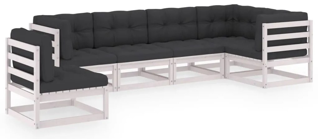 vidaXL Σαλόνι Κήπου Σετ 6 Τεμαχίων από Μασίφ Ξύλο Πεύκου &amp; Μαξιλάρια