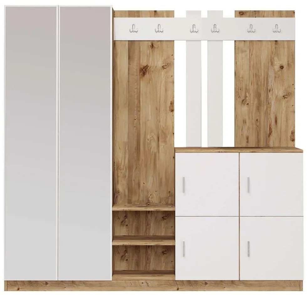 Έπιπλο Εισόδου 956LCS2810 187,2x37,5x180cm Pine-White Μοριοσανίδα, Μελαμίνη