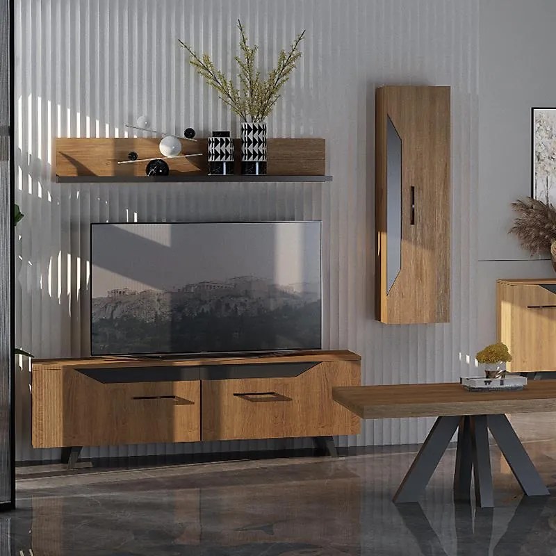 Έπιπλο TV Jakarta Fylliana με Καπλαμά Δρυός Ρουστίκ 170x40x55 εκ. 170x40x55 εκ.