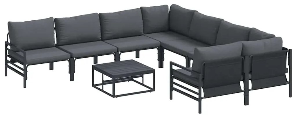 vidaXL Σετ Καναπέ Κήπου 9 pcs Ανθρακί Ατσάλι