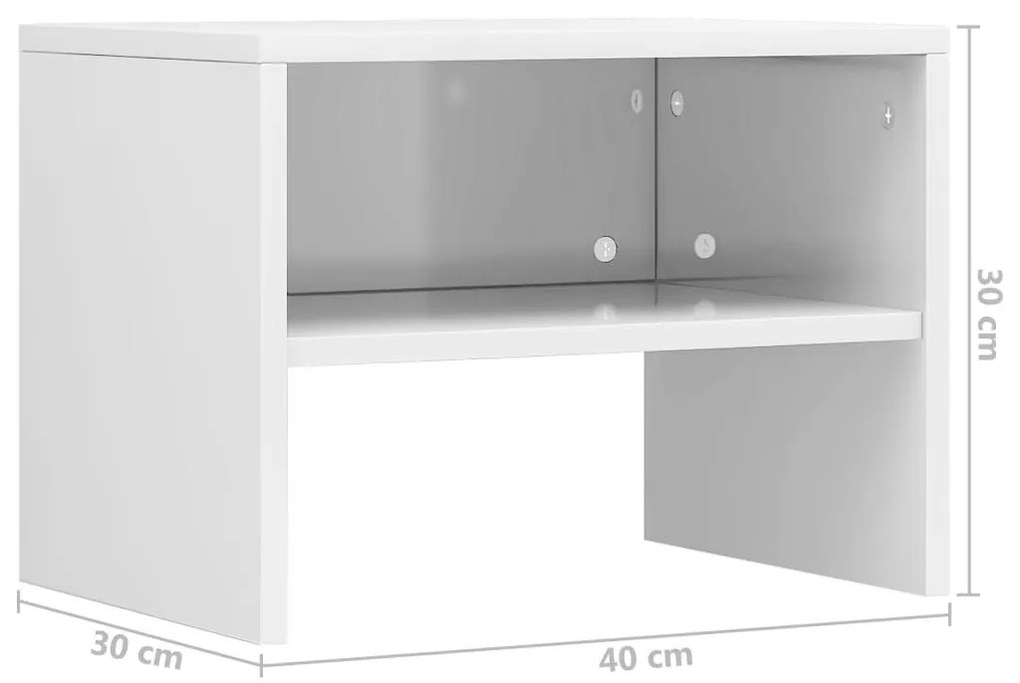 Κομοδίνα 2 τεμ. Γυαλιστερό Λευκό 40x30x30 εκ. από Επεξ. Ξύλο - Λευκό
