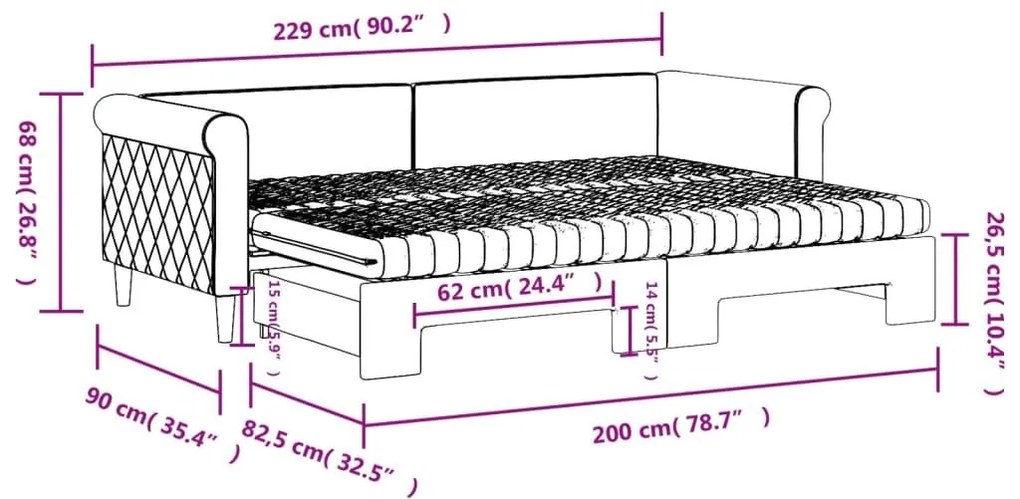 Καναπές Κρεβάτι Συρόμενος Ροζ 80x200 εκ. Βελούδινος Στρώματα - Ροζ