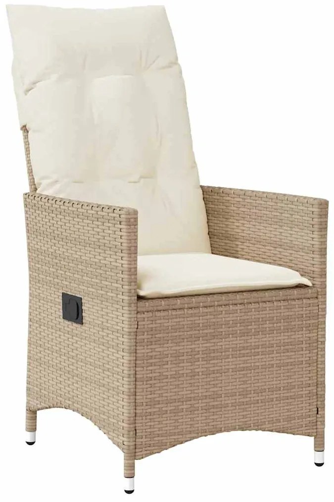 vidaXL Σέτ φαγητού για κήπο με μαξιλάρι 7 pcs Μπεζ Πολυ ράταν