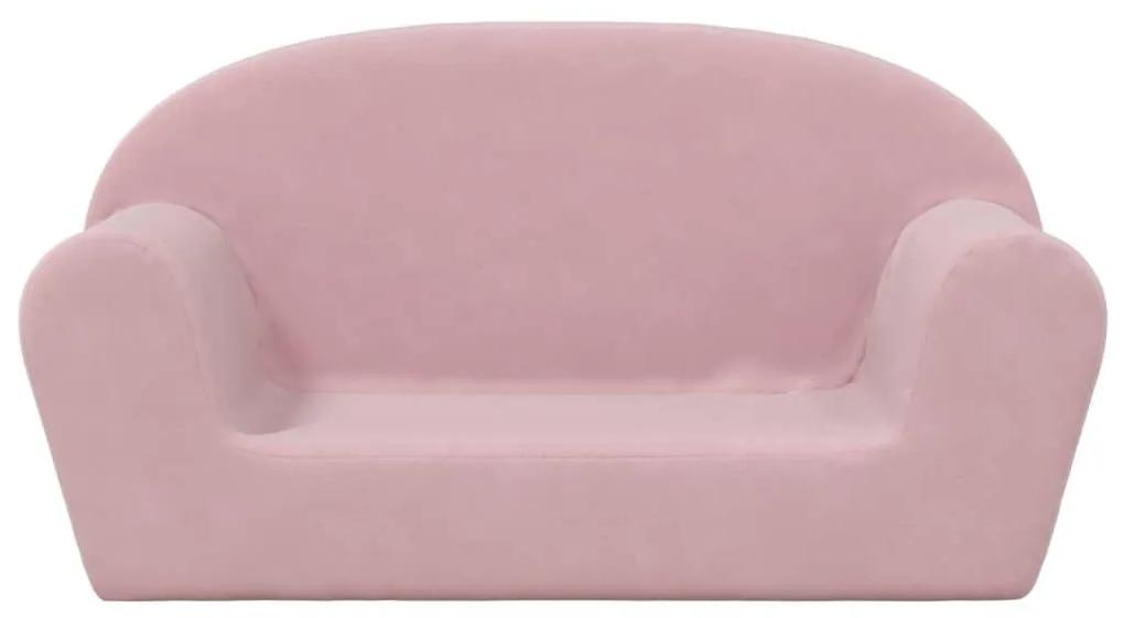 Καναπές Παιδικός Διθέσιος Ροζ από Μαλακό Βελουτέ Ύφασμα - Ροζ