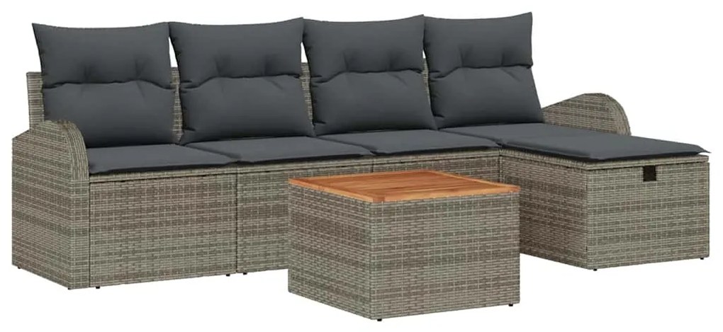 vidaXL Σετ Καναπέ Κήπου με μαξιλάρι 6 pcs Γκρι Πολυ ράταν