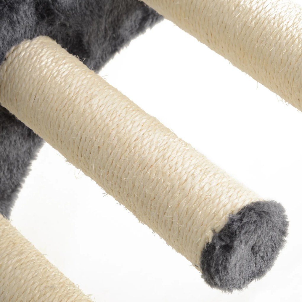 PawHut Τρίποδο για Γάτες 4 τεμαχίων Σετ Κρεβάτι για Γάτες με Αιώρα, Γέφυρα για Γάτες έως 5 kg, Σκούρο Γκρι