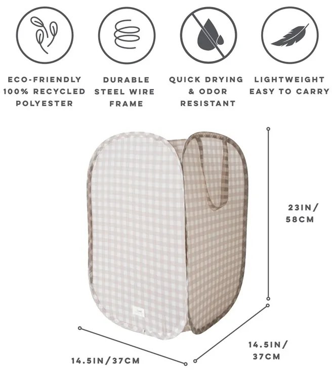 3Sprouts Καλάθι για τα άπλυτα Gingham beige