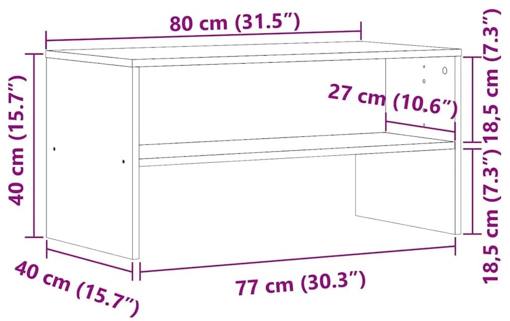 Έπιπλο Τηλεόρασης Παλιό Ξύλο 80 x 40 x 40 εκ. από Μοριοσανίδα - Καφέ