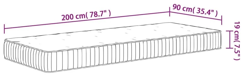 Στρώμα με Pocket Springs Μεσαία Σκληρότητα 90x200 εκ. - Λευκό