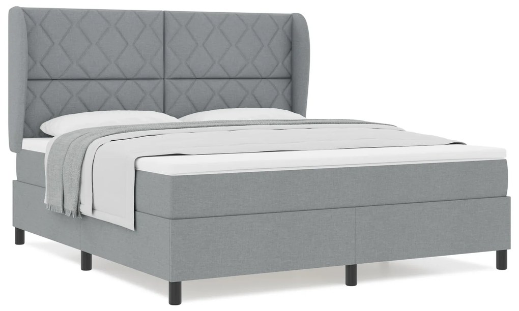 vidaXL Κρεβάτι Box Spring με Στρώμα - Ανοιχτό Γκρι, 180x200 εκ., Υφάσμα