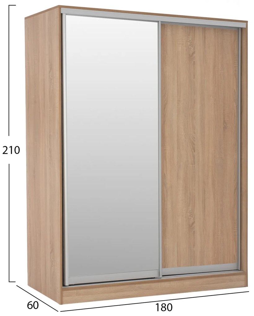 ΝΤΟΥΛΑΠΑ 2ΦΥΛΛΗ 180X60X210Υεκ. ΣΥΡΟΜΕΝΗ ΜΕ ΚΑΘΡΕΠΤΗ SONAMA OAK HM2437
