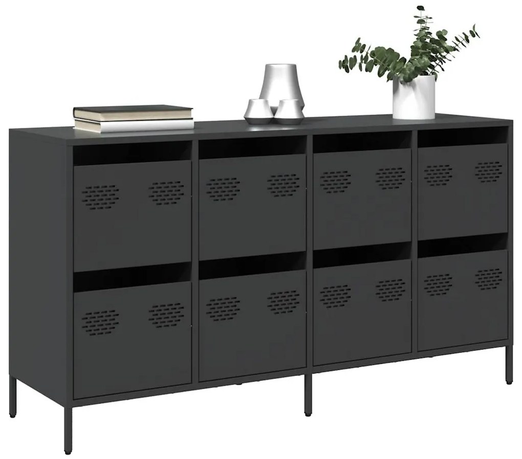vidaXL Ντουλάπι Μαύρο 135x39x73,5 εκ. από Χάλυβα Ψυχρής Έλασης