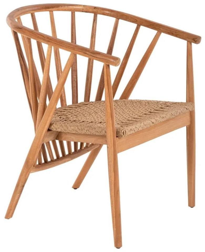 Πολυθρόνα Permaine HM9825 57,5x59,5x82cm Με Σχοινί Από Ξύλο Natural-Teak Wood, Rope