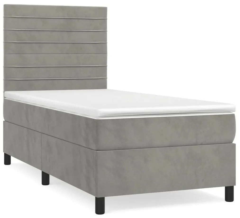 ΚΡΕΒΑΤΙ BOXSPRING ΜΕ ΣΤΡΩΜΑ ΑΝΟΙΧΤΟ ΓΚΡΙ 100X200 ΕΚ. ΒΕΛΟΥΔΙΝΟ 3143067