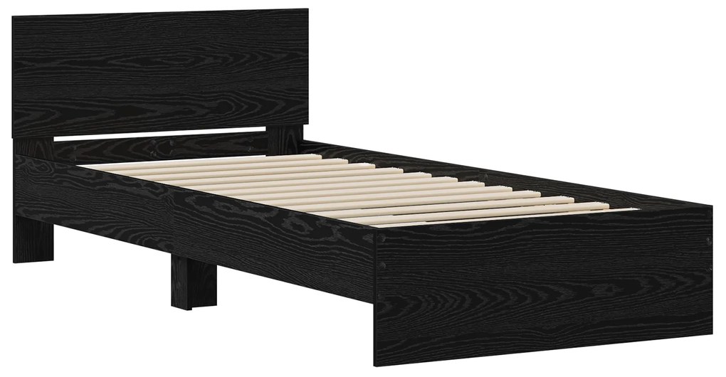 vidaXL Κρεβάτι με Υποκείμενο Μαύρη Δρυς 90x200 cm Επεξεργασμένο Ξύλο